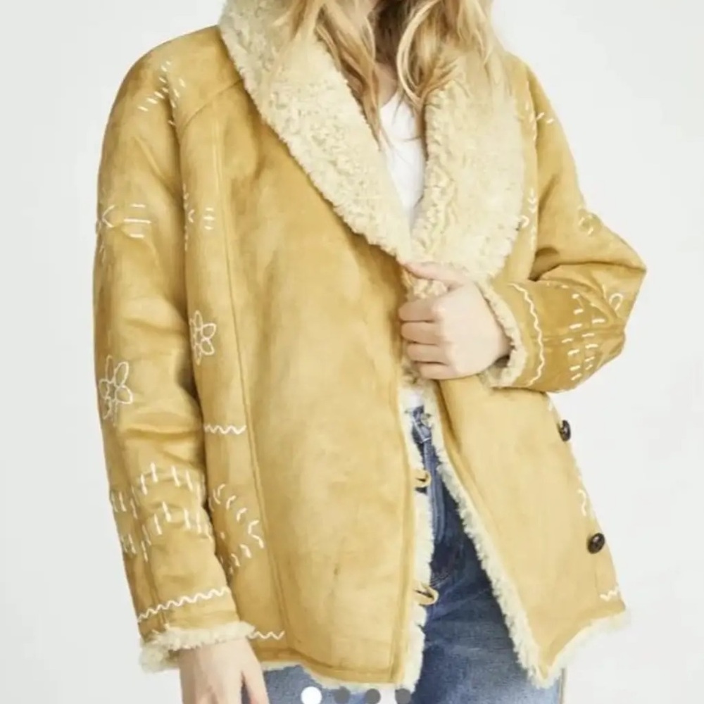 Driftwood tan shearling jacket, size M, new
